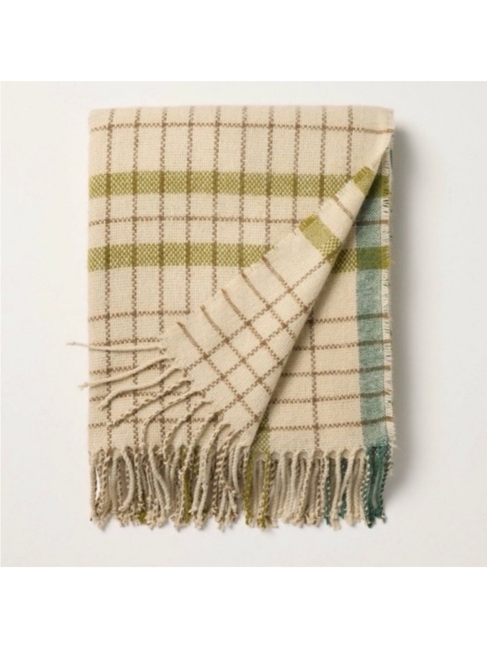 Hearth and Hand with Magnolia Fall Plaid Mid-weight Fringe Blanket NWT